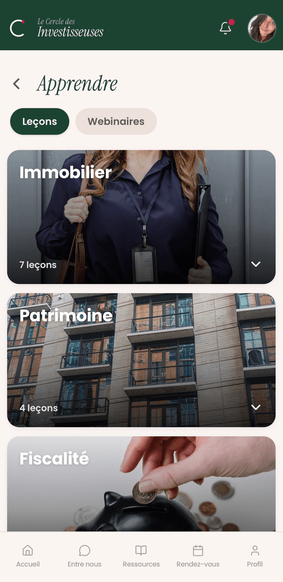 Apprendre : leçons et webinaires à ton rythme